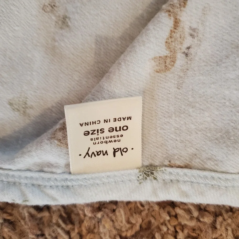 Old Navy 2007 Blue Cotton Flannel Fox Baby Blanket‎ Tree Swaddle 42x42